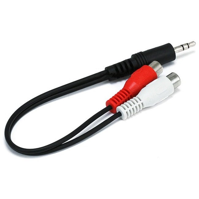 Monoprice 6inch 3.5mm Stereo Plug/2 RCA Jack Cable - Black - 666