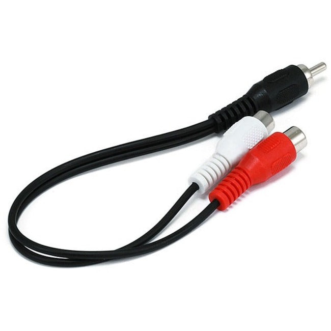 Monoprice 6inch RCA Plug/2 RCA Jack cable - Black - 663