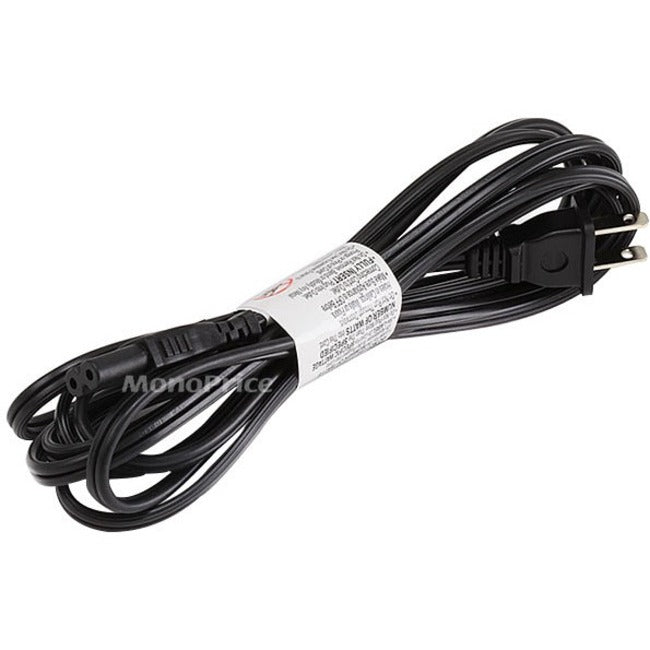 Monoprice 10ft 18AWG Figure 8 Shape AC Power Cord Cable w/o Polarized (C-7/1-15P) - Black - 7673