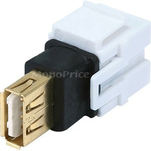 Monoprice Keystone Jack - USB 2.0 A Female to A Female Coupler Adapter, Flush Type (White) - 6561