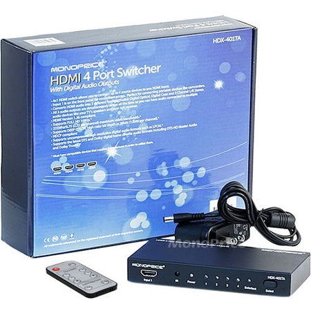 Monoprice 4X1 HDMI Switcher w/ Toslink & Digital Coaxial Port (Rev.2) w/ 3D Support - 5557