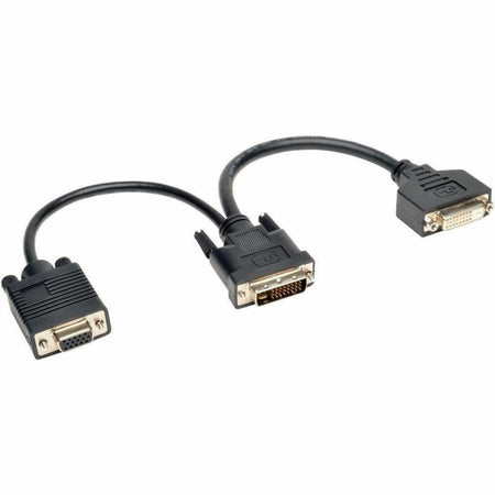 Eaton Tripp Lite Series DVI Y Splitter Cable, Digital and VGA Monitors (DVI-I M to DVI-D F and HD15 F) 6-in. (15.24 cm) - P564-06N-DV
