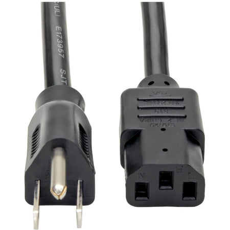 Tripp Lite by Eaton Computer Power Cord NEMA 5-15P to C13 - Heavy-Duty 15A 125V 14 AWG 3 ft. (0.91 m) Black - P007-003