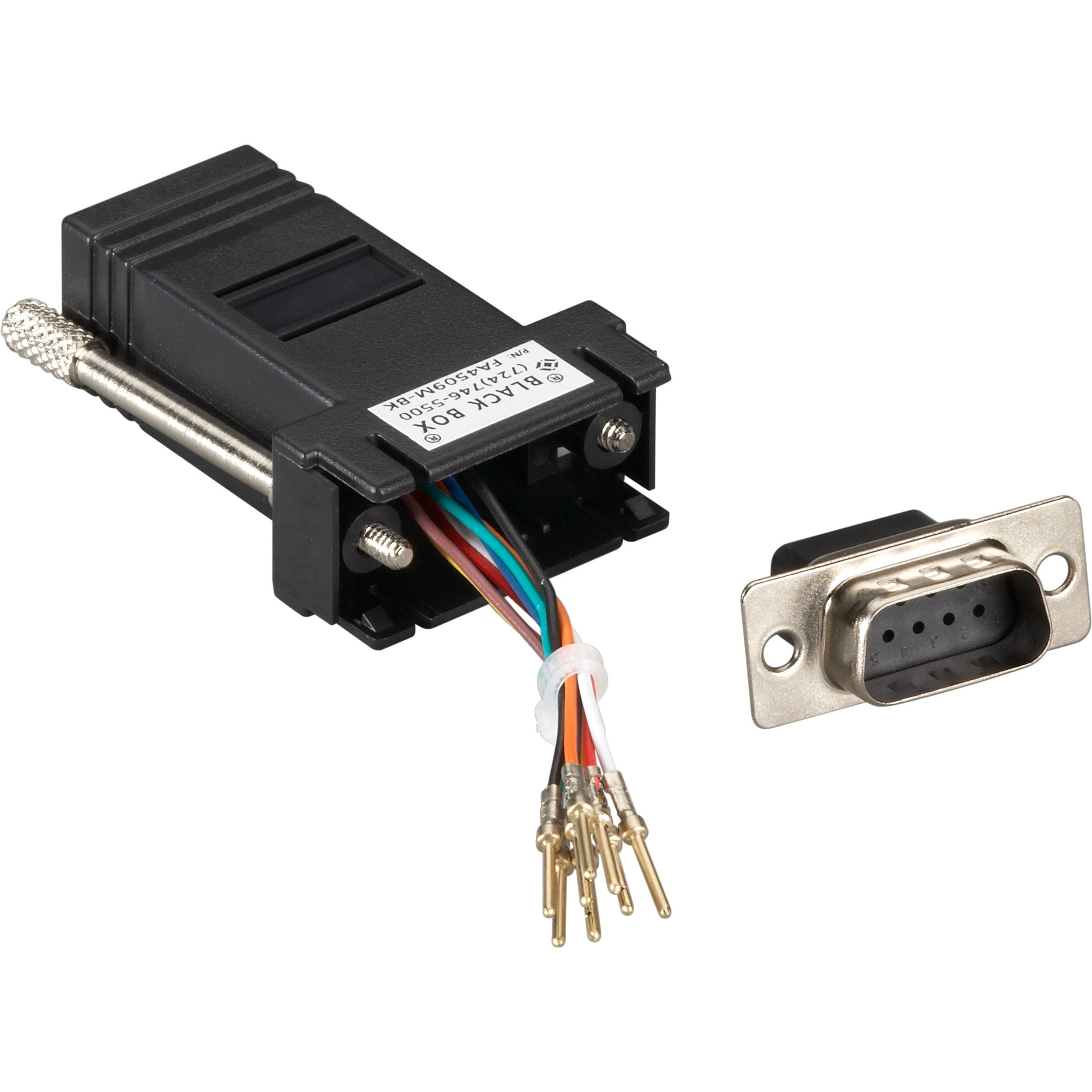 Black Box DB9 Male to RJ45F Modular Adapter Kit with Thumbscrews Black - FA4509M-BK