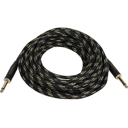 Monoprice 35ft. Cloth Series 1/4 inch T/S Male 20AWG Instrument Cable - Black & Gold - 601435