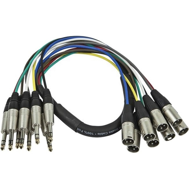 Monoprice 1 Meter (3ft) 8-Channel 1/4inch TRS Male to XLR Male Snake Cable - 601296