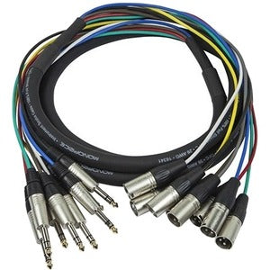 Monoprice 3 Meter (10ft) 8-Channel 1/4inch TRS Male to XLR Male Snake Cable - 601297