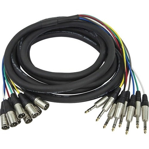 Monoprice 6 Meter (20ft) 8-Channel 1/4inch TRS Male to XLR Male Snake Cable - 601298