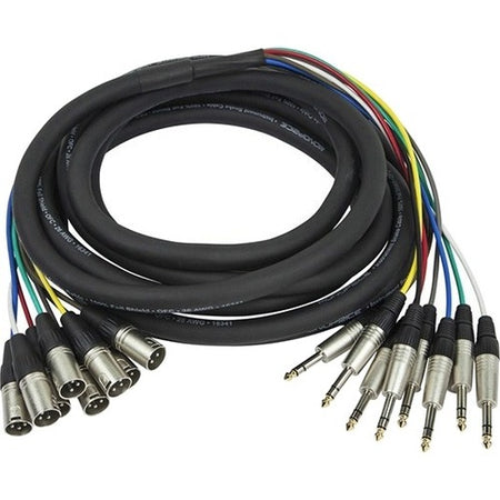 Monoprice 6 Meter (20ft) 8-Channel 1/4inch TRS Male to XLR Male Snake Cable - 601298