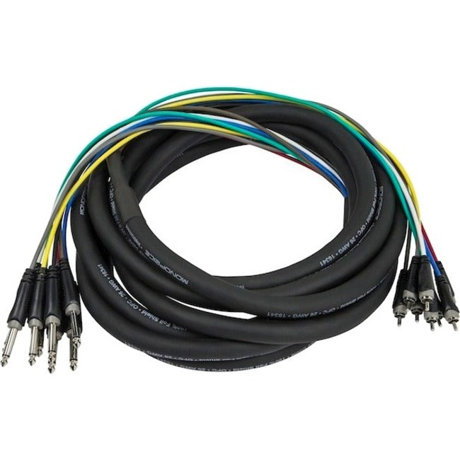 Monoprice 6 Meter (20ft) 8-Channel 1/4inch TS Male to RCA Male Snake Cable - 601294
