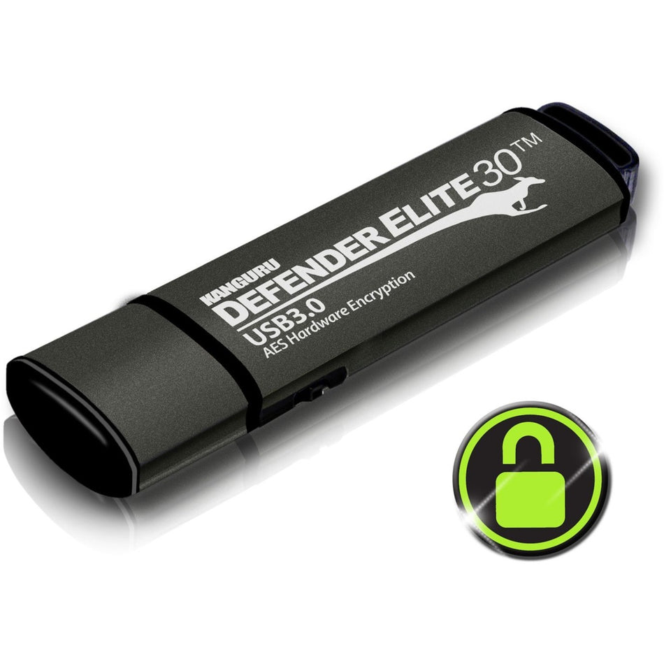 Kanguru Defender Elite30, Hardware Encrypted, Secure, SuperSpeed USB 3.0 Flash Drive, 128G - KDFE30-128G