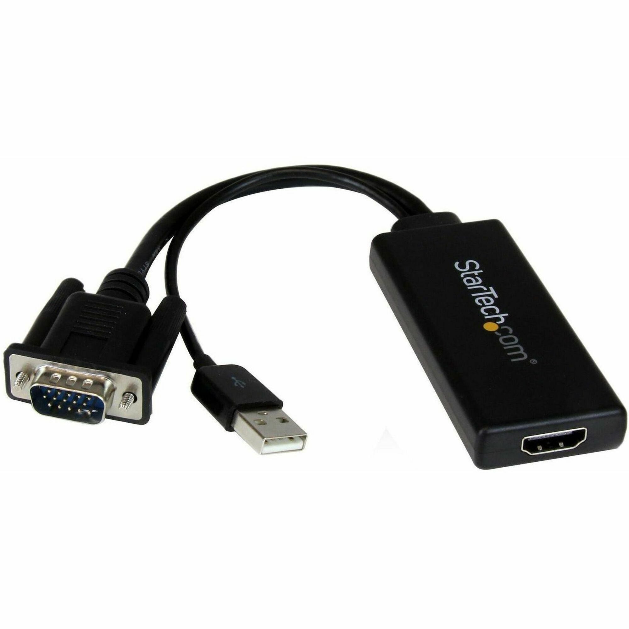 StarTech.com VGA to HDMI Adapter with USB Audio & Power - Portable VGA to HDMI Converter - 1080p - VGA2HDU