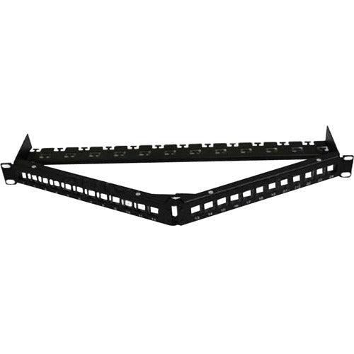 AddOn 19-inch Cat6A 24-Port Angled 1U Patch Panel with Removable tool-less Keystone Sections - ADD-PPA-24PTKSC6A