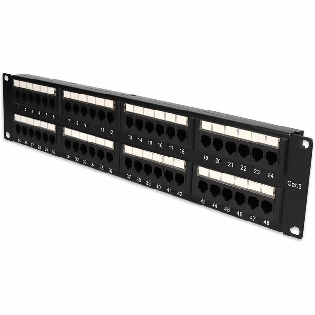 AddOn 19-inch Cat6 48-Port Straight Patch Panel with High Density 110-Type 2U - ADD-PPST-48P110C6