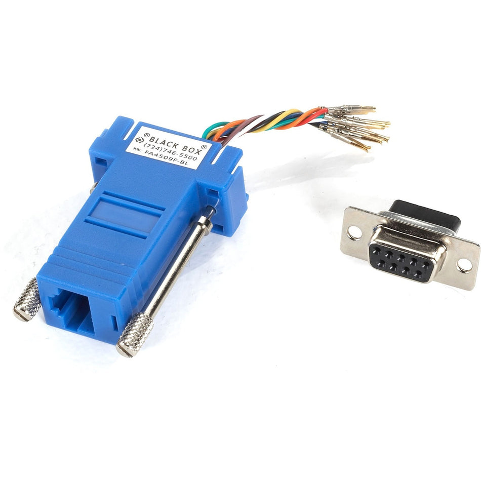 Black Box Modular Adapter Kit - DB9 Female to RJ45 Female, Blue - FA4509F-BL