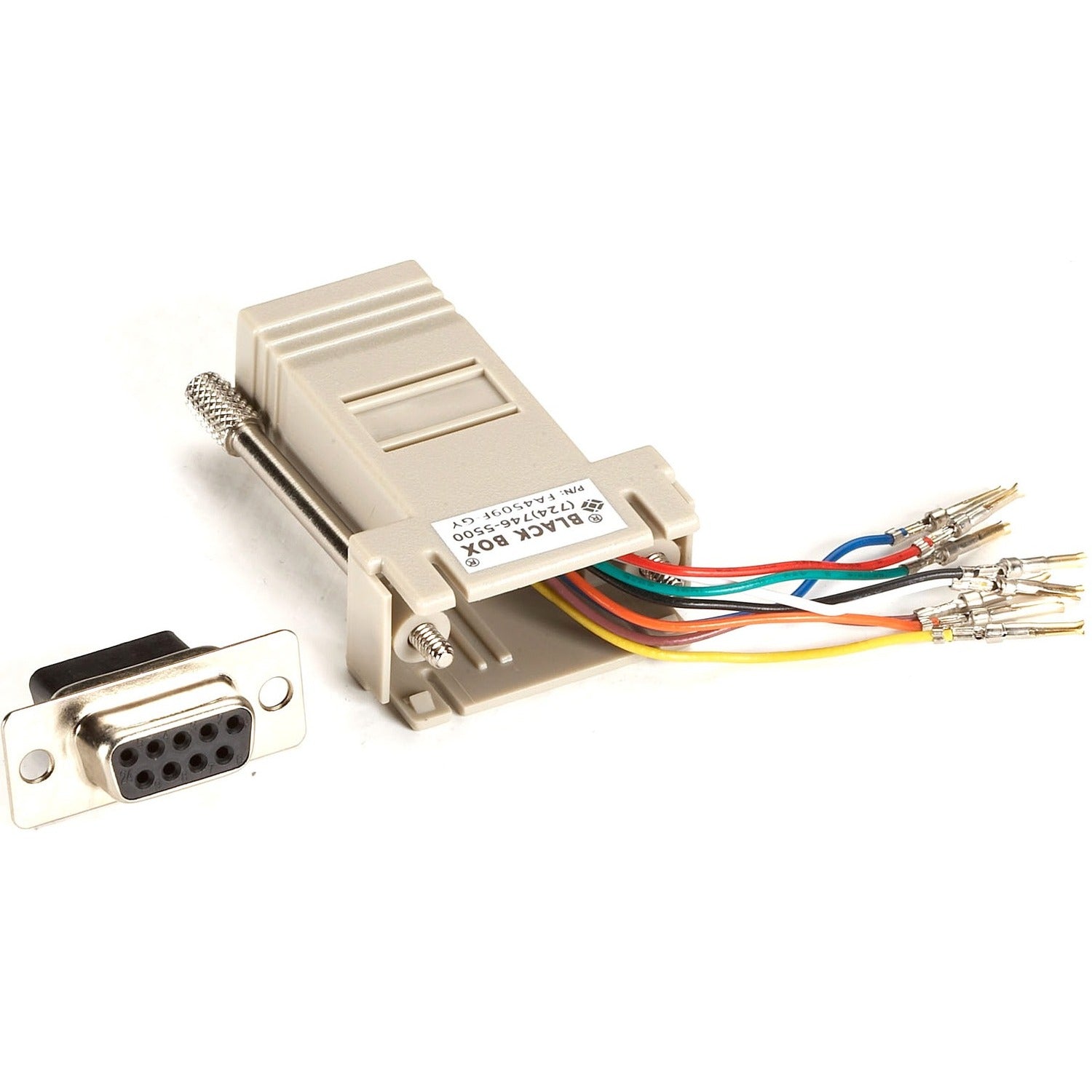 Black Box DB9 Female to RJ45F Modular Adapter Kit with Thumbscrews Gray - FA4509F-GY