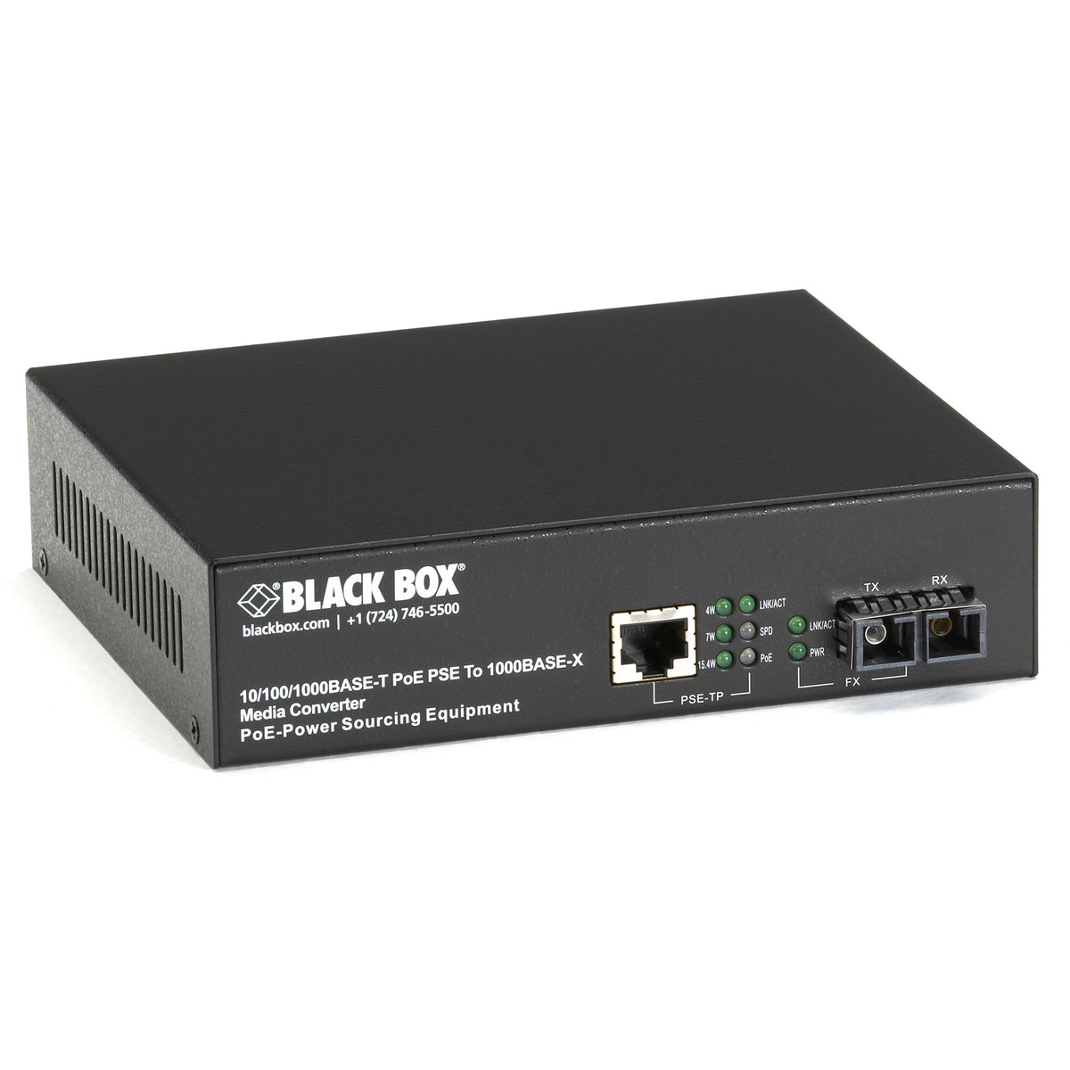 Black Box Gb PoE MED CONV 10/100/1000Mb COP to 1000Mb MM FBR 850nm 550m SC - LPS500A-MM-SC