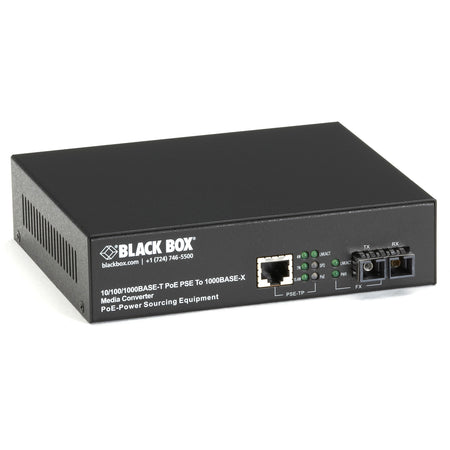 Black Box Gb PoE MED CONV 10/100/1000Mb COP to 1000Mb MM FBR 850nm 550m SC - LPS500A-MM-SC