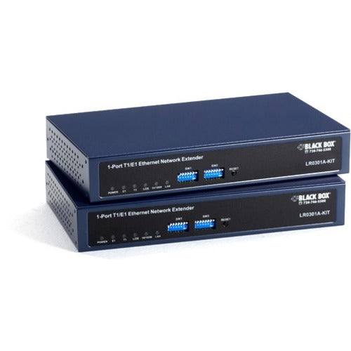 Black Box LR0300 Series Managed T1/E1 Fast Ethernet Extender Kit - 1km, 2-Mbps - LR0301A-KIT