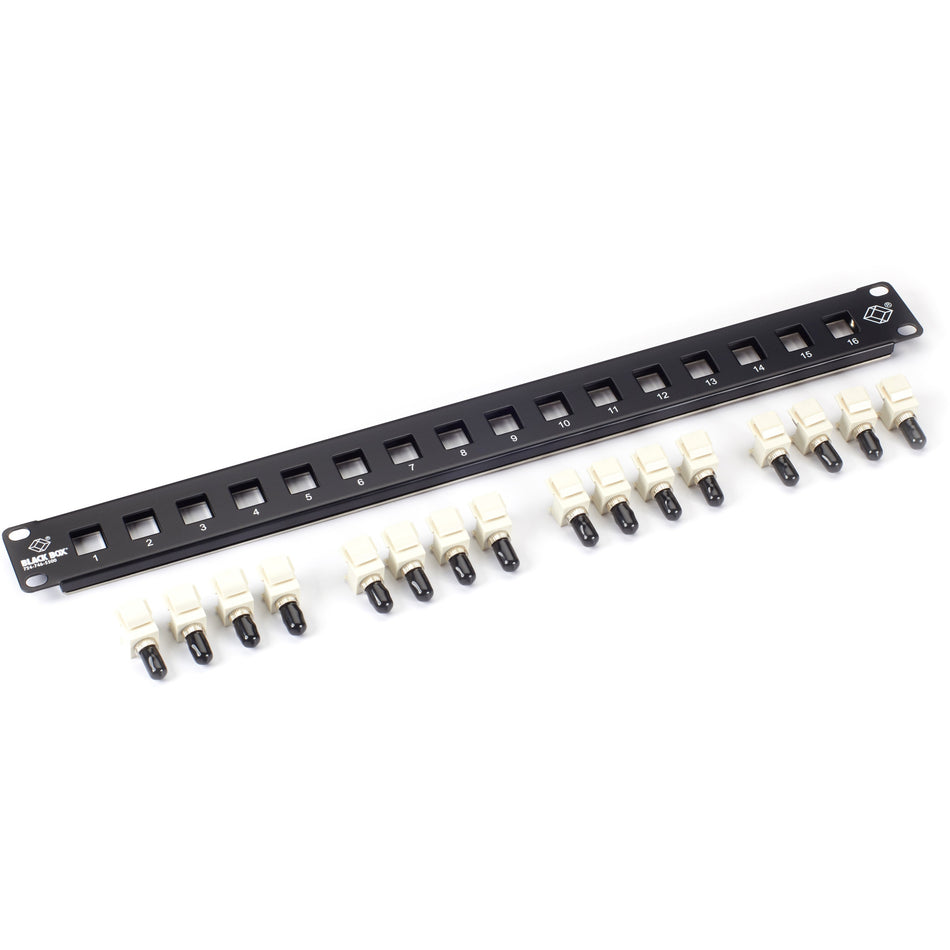 Black Box Connect Fiber Patch Panel Kit - (16) Simplex ST Adapters - JPM395A