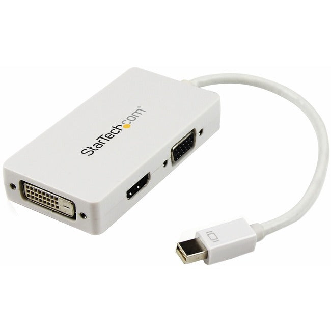 StarTech.com Travel A/V adapter: 3-in-1 Mini DisplayPort to VGA DVI or HDMI converter - white - MDP2VGDVHDW