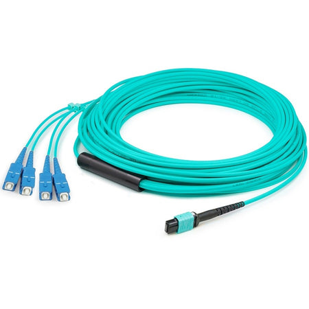 AddOn 15m MPO (Female) to 8xSC (Male) 8-Strand Aqua OM3 Fiber Fanout Cable - ADD-MPO-4SC15M5OM3