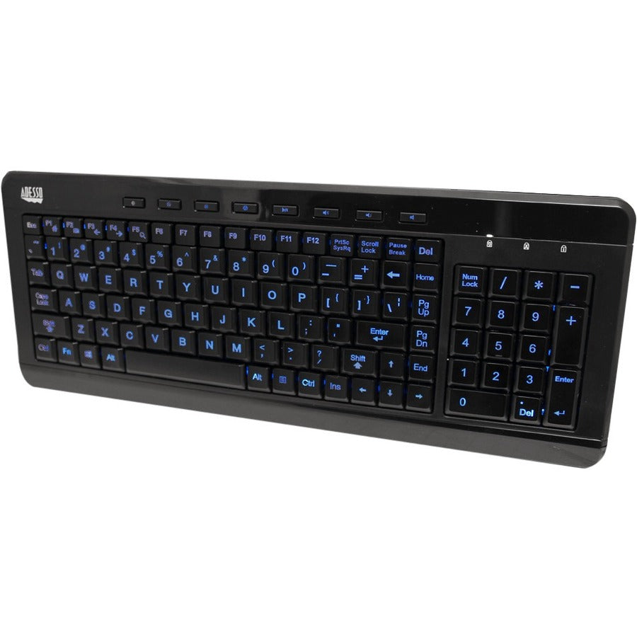 Adesso 3-Color Illuminated Compact Multimedia Keyboard - AKB-120EB