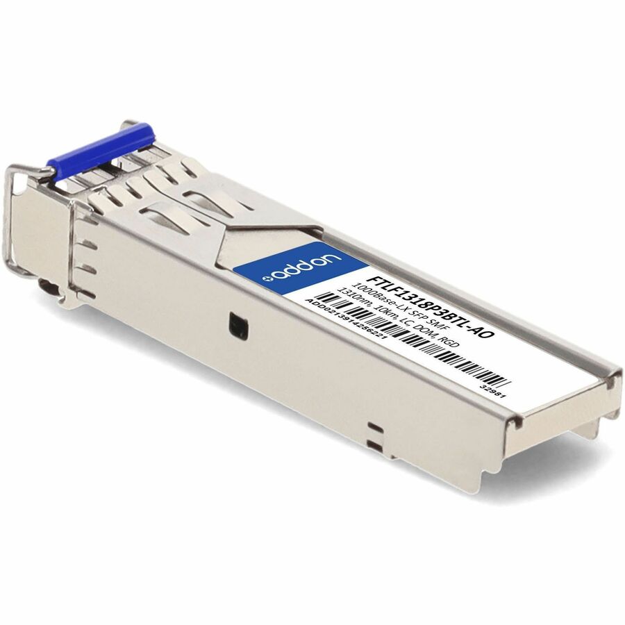 AddOn Finisar&reg; FTLF1318P3BTL Compatible TAA 1000Base-LX SFP Transceiver (SMF, 1310nm, 10km, LC, DOM, -40 to 85C) - FTLF1318P3BTL-AO