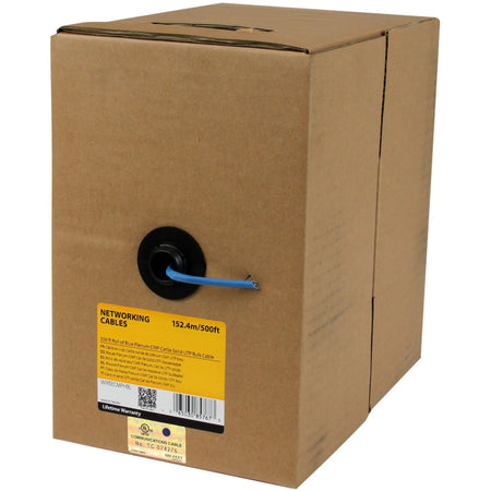 StarTech.com Bulk Cat 5e Ethernet Cable - 500 ft. - Solid - Plenum CMP - Blue - TAA Compliant - WIR5ECMPHBL
