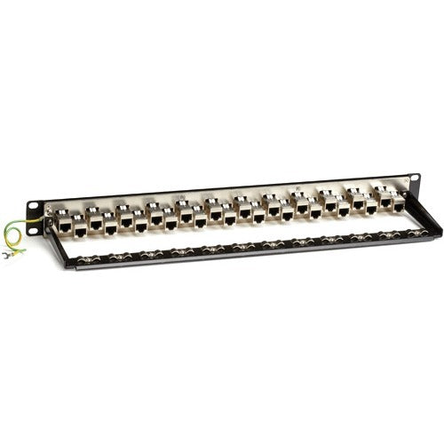 Black Box CAT6A Shielded Feed-Through Patch Panel, 24-Port, 1U - C6AFP70S-24