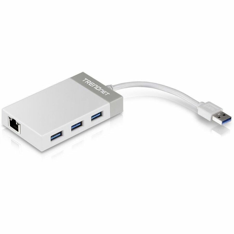 TRENDnet 3-Port USB 3.0 Hub with 10/100/1000 Mbps Gigabit Ethernet Adapter (3 USB 3.0 Ports; a RJ45 Gigabit Ethernet Port); Support XP; Vista; Windows 7; 8; 8.1; 10; Mac OS 10.6-10.9; Nintendo Switch; TU3-ETGH3 - TU3-ETGH3