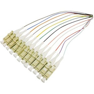 AddOn 1m Splice to LC (Female) 12-Strand MulticoloRed OS1 Fiber Pigtail Cable - ADD-PT12-1MLC-OS1