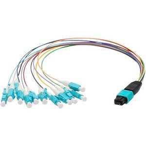 AddOn 30cm MPO (Male) to 12xLC (Male) 12-Strand MulticoloRed OM3 Duplex Fiber Fanout Cable - ADD-MPOM-12LC30CMOM3