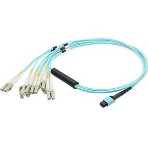 AddOn 10m MPO (Female) to 6xLC (Male) 12-Strand Aqua OM3 Duplex Fiber Fanout Cable - ADD-MPO-6LC10M5OM3