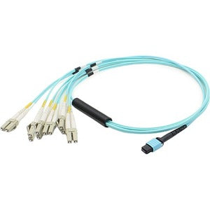 AddOn 3m MPO (Female) to 6xLC (Male) 12-Strand Aqua OM3 Duplex Fiber Fanout Cable - ADD-MPO-6LC3M5OM3