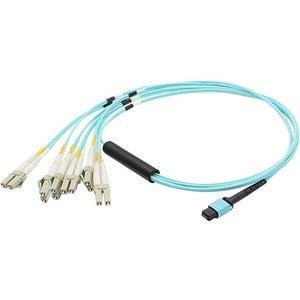 AddOn 1m MPO (Female) to 6xLC (Male) 12-Strand Aqua OM3 Duplex Fiber Fanout Cable - ADD-MPO-6LC1M5OM3