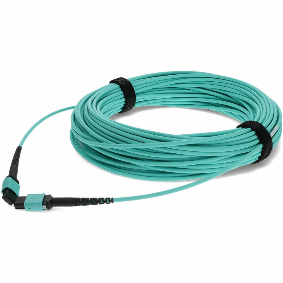 AddOn 15m MPO/UPC to MPO/UPC Aqua OM4 OFNR (Riser-Rated) 12-Strand Fiber Patch Cable - ADD-MPOMPO-15M5OM4S