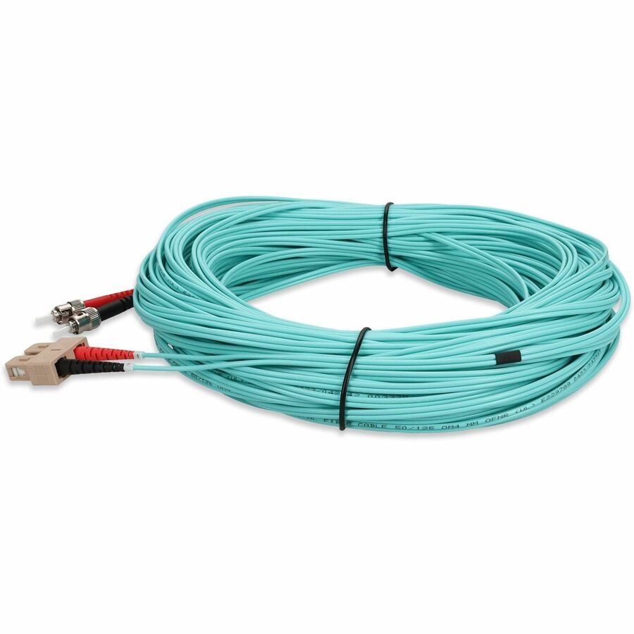 AddOn 30m SC (Male) to ST (Male) Aqua OM4 Duplex Fiber OFNR (Riser-Rated) Patch Cable - ADD-ST-SC-30M5OM4