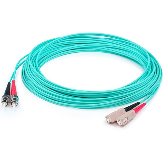 AddOn 5m SC (Male) to ST (Male) Aqua OM4 Duplex Fiber OFNR (Riser-Rated) Patch Cable - ADD-ST-SC-5M5OM4