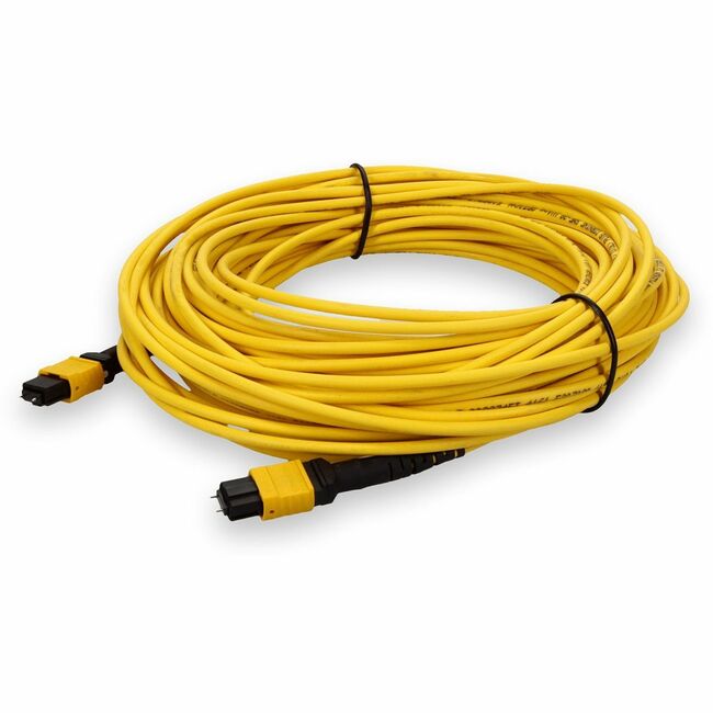 AddOn 15m MPO (Male) to MPO (Male) 12-Strand Yellow OS2 Straight Fiber OFNR (Riser-Rated) Patch Cable - ADD-MPOMPO-15M9SMS-M