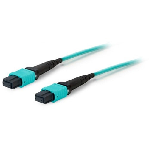 AddOn 1m MPO (Male) to MPO (Male) 12-Strand Aqua OM3 Crossover Fiber OFNR (Riser-Rated) Patch Cable - ADD-MPOMPO-1M5OM3M