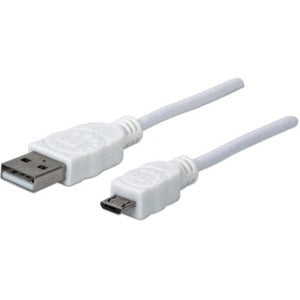 Manhattan Hi-Speed USB 2.0 A Male to Micro-B Male Device Cable - 3 ft - White - 323987