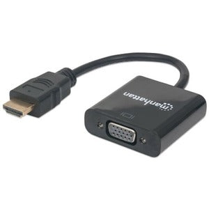 Manhattan HDMI Male to VGA Female Converter with Optional USB Micro-B Power Port - Retail Bag - 151467