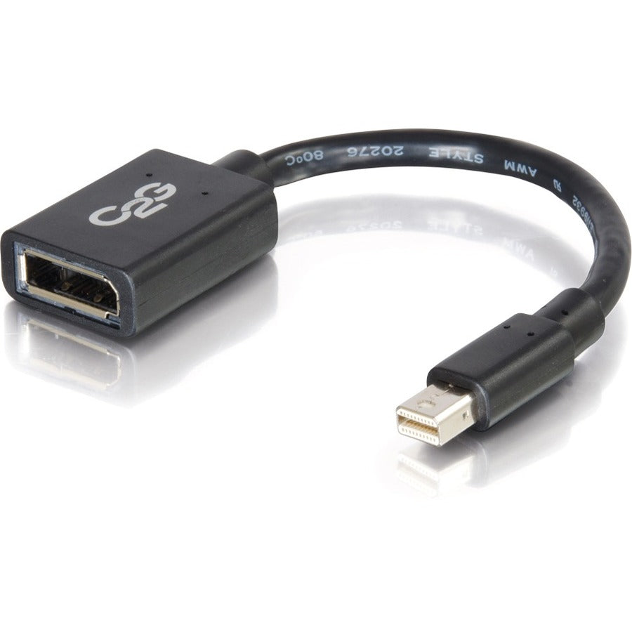 C2G 6in Mini DisplayPort to DisplayPort Adapter - Mini DP to DP Adapter - 4K 30Hz - Black - M/F - 54303