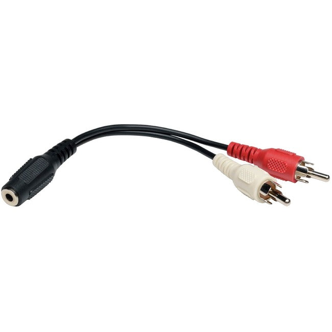 Eaton Tripp Lite Series 3.5 mm Mini Stereo to RCA Audio Y Splitter Adapter Cable (F/2xM), 6 in. (15.2 cm) - P316-06N