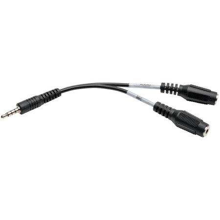 Eaton Tripp Lite Series 3.5 mm 3-Position to 3.5 mm 4-Position Audio Headset Splitter Adapter Cable (2xF/M), 6 in. (15.2 cm) - P318-06N-MFF