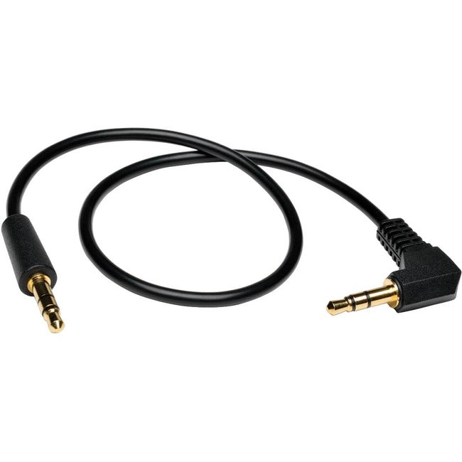 Eaton Tripp Lite Series 3.5mm Mini Stereo Audio Cable with one Right-Angle plug (M/M), 1 ft. (0.31 m) - P312-001-RA