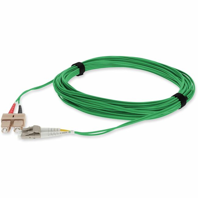 AddOn 10m LC (Male) to SC (Male) Straight Green OM3 Duplex Fiber OFNR (Riser-Rated) TAA Compliant Patch Cable - AOT-SC-LC10MOM3G