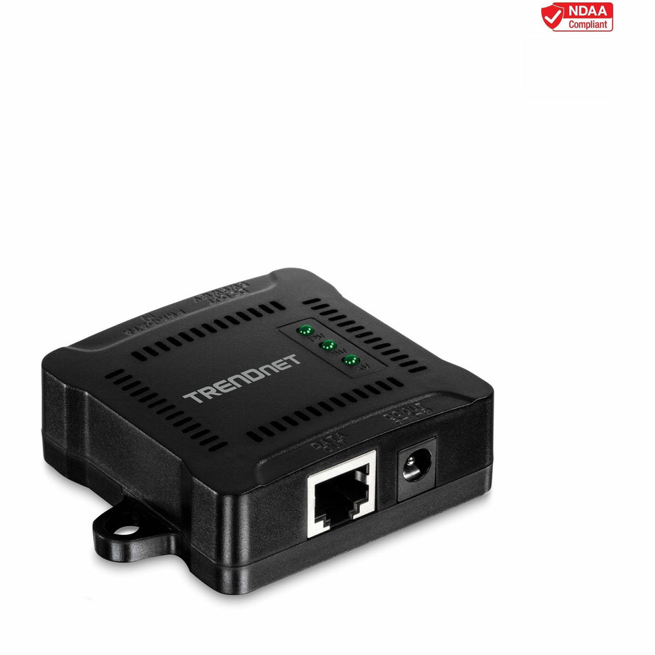 TRENDnet Gigabit PoE Splitter, 1 x Gigabit PoE Input Port, 1 x Gigabit Output Port, Up to 100m (328 ft), Supports 5V, 9V, 12V Devices, 802.3af PoE Compatible, PoE Powered, Black, TPE-104GS - TPE-104GS