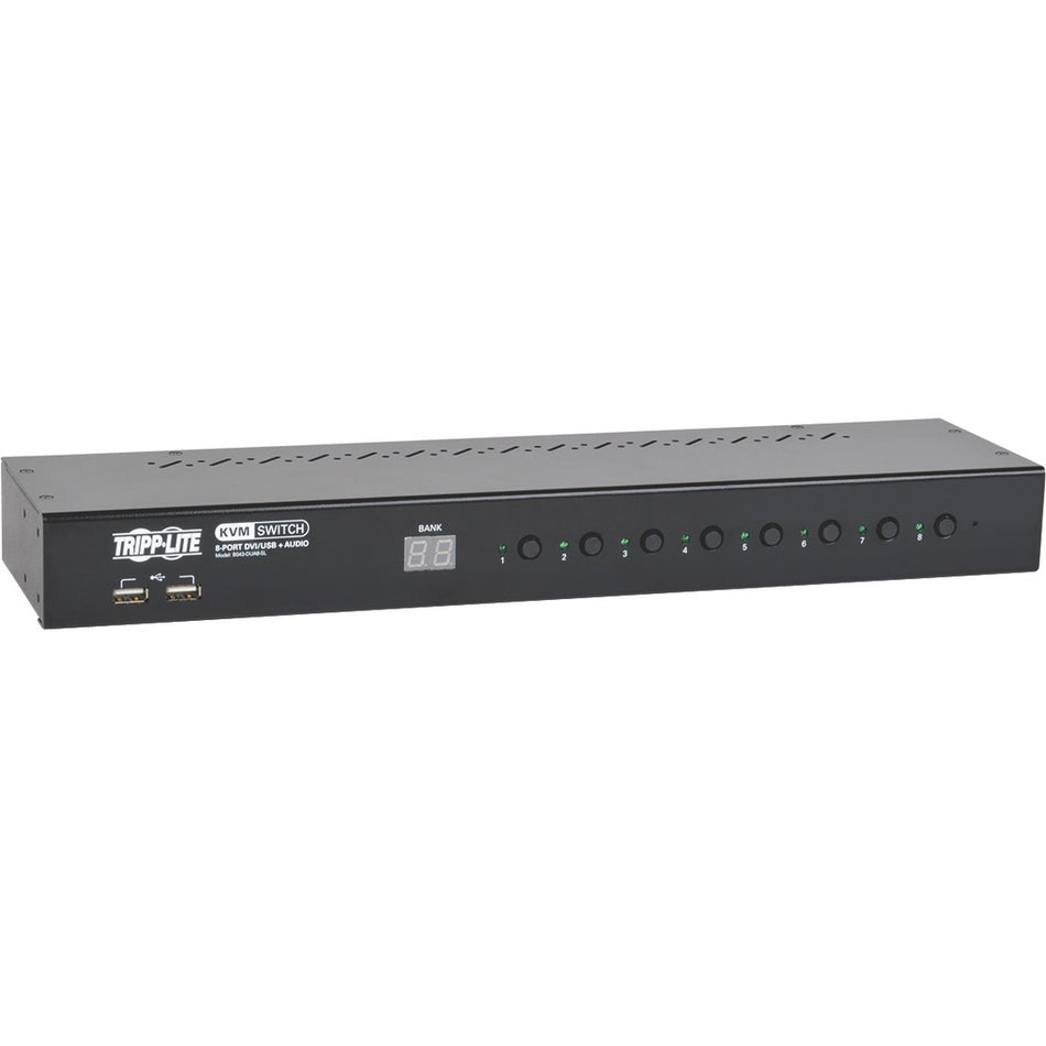 Tripp Lite by Eaton 8-Port 1U Rack-Mount DVI / USB KVM Switch with Audio and 2-port USB Hub - B043-DUA8-SL